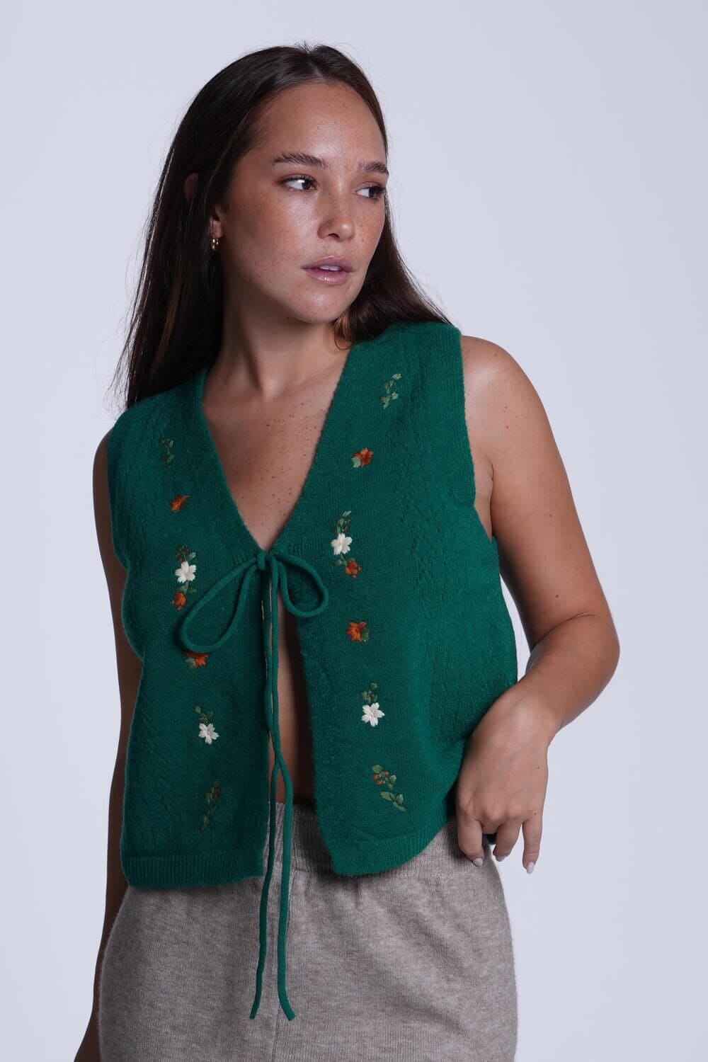 Chaleco Sally verde talle unico