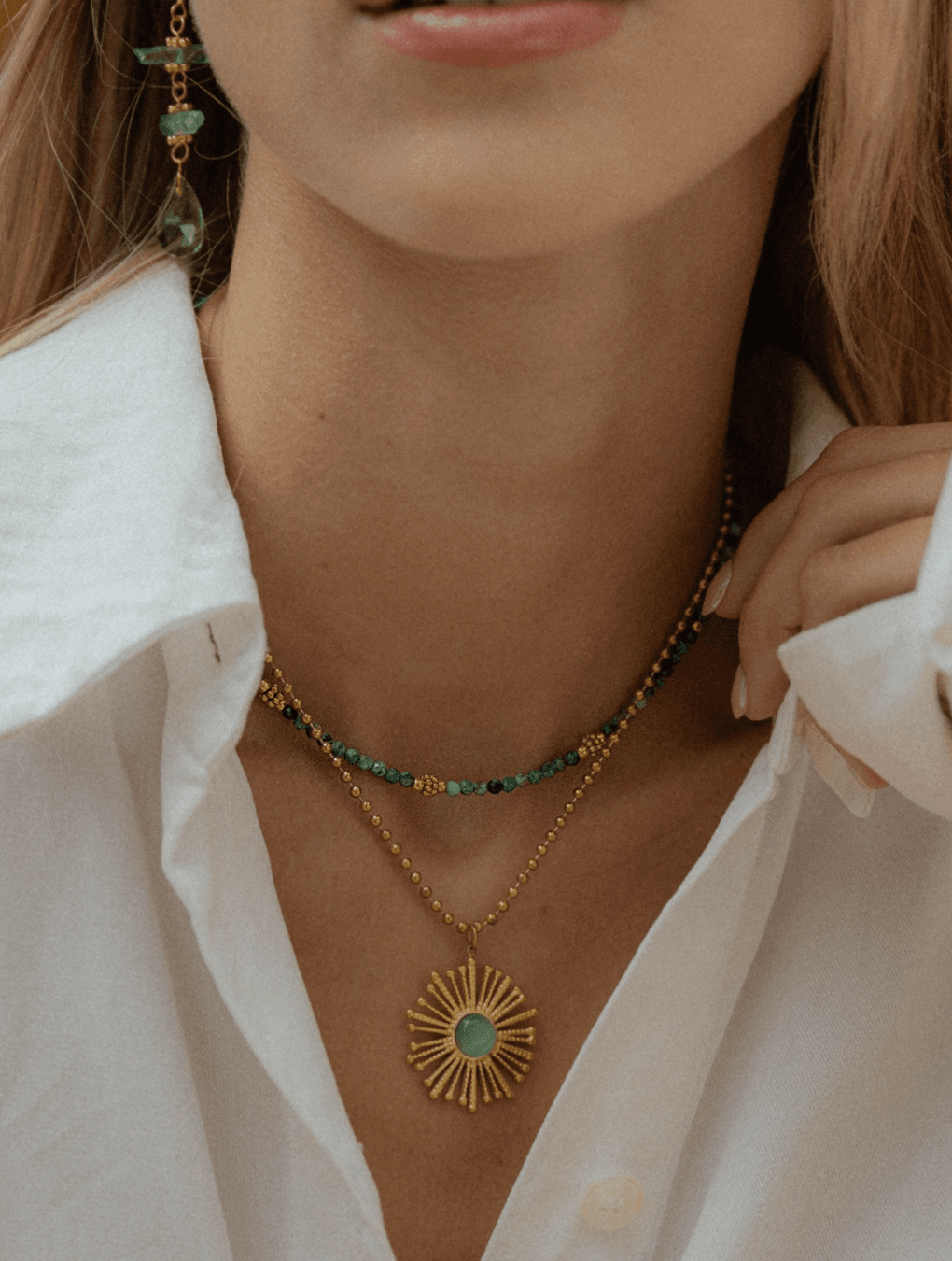 Collar TURIN en piedras naturales verde n/a
