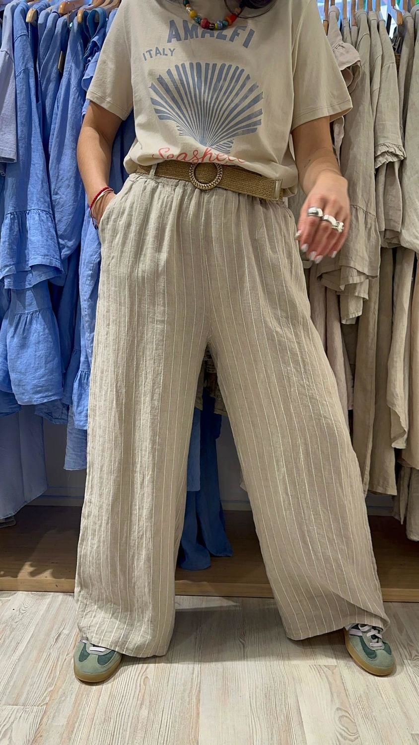 Pantalon Murano Rayado beige talle unico