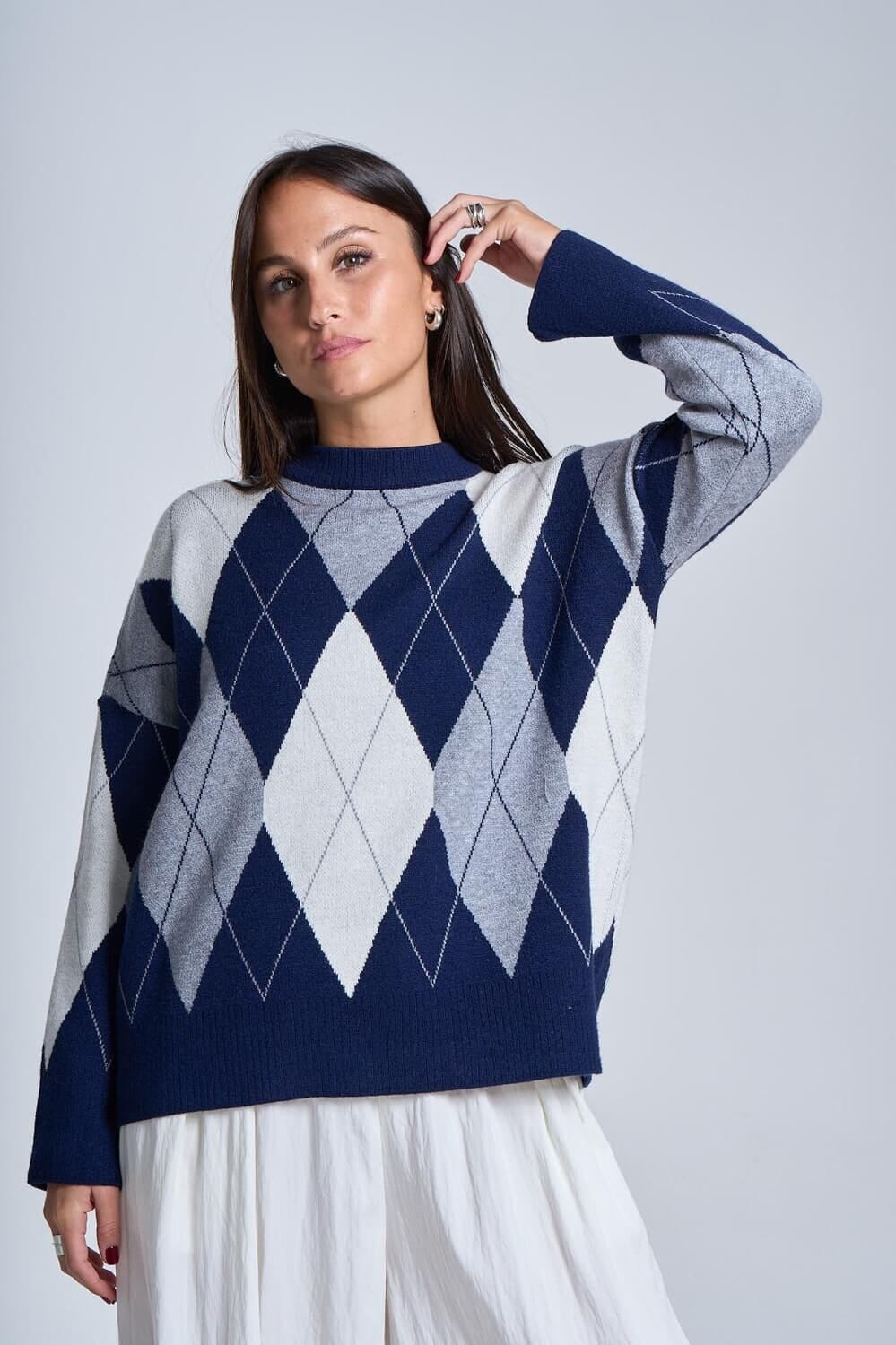 Sweater Rombos classic azul talle unico