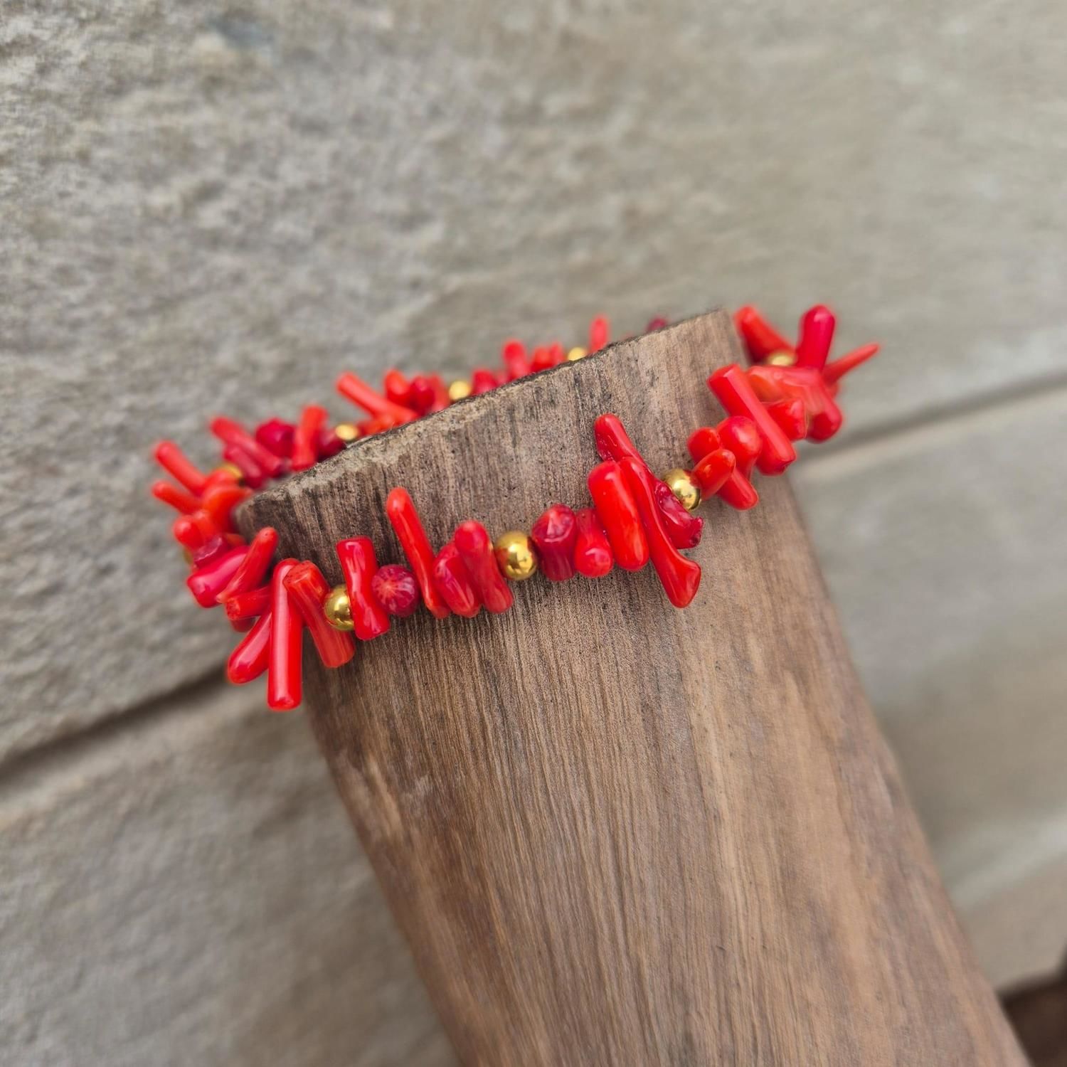 PULSERA GOLDFILLED CORAL rojo n/a