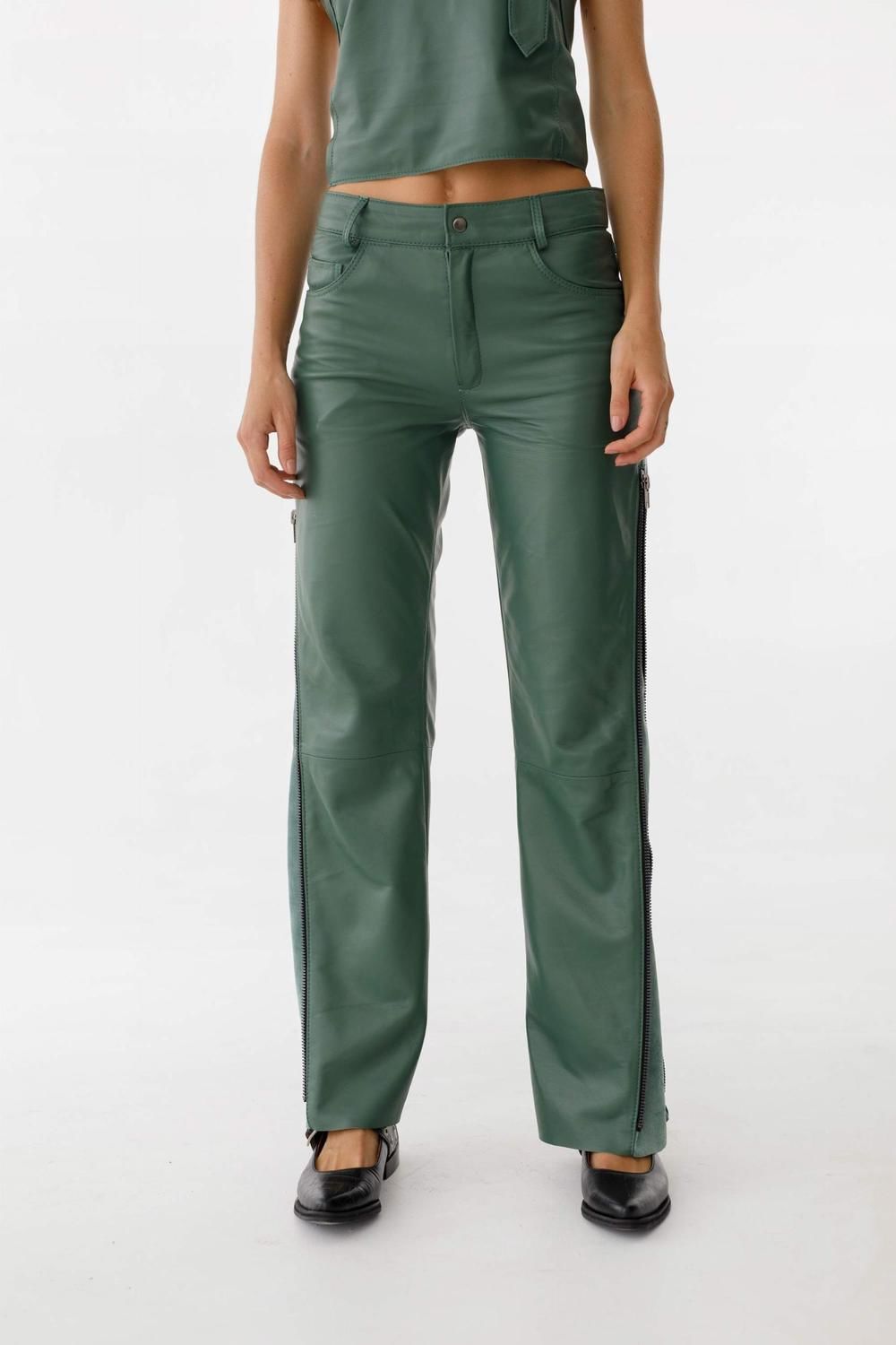 Pantalon Leather Golden verde l
