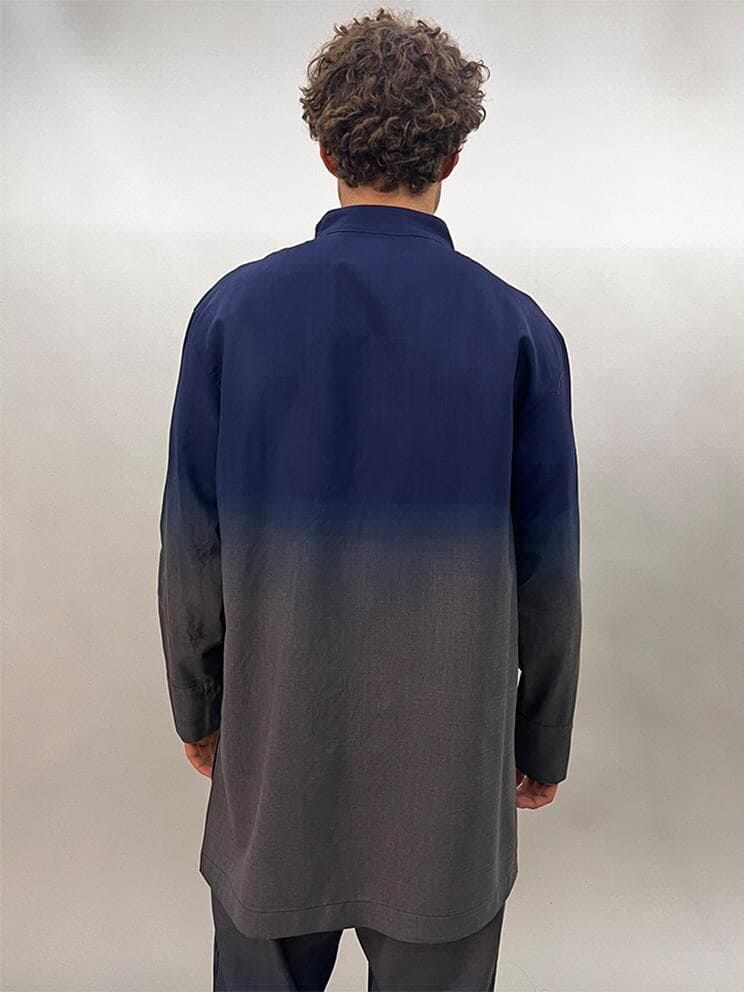 Camisa Alquimia azul bolita m/l