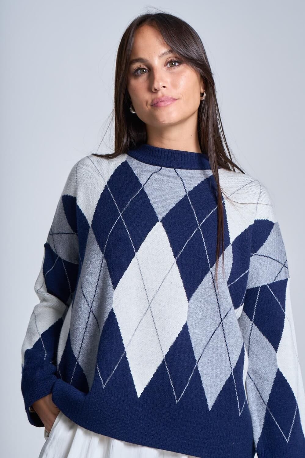 Sweater Rombos classic azul talle unico