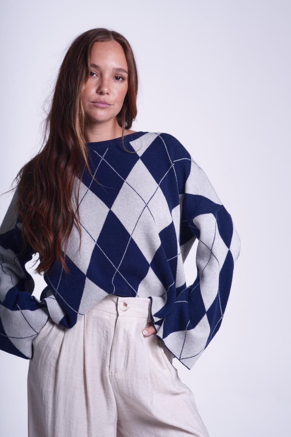 Sweater Rombos azul talle unico