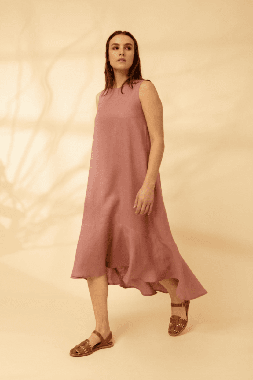 Vestido Folk Long rosado s