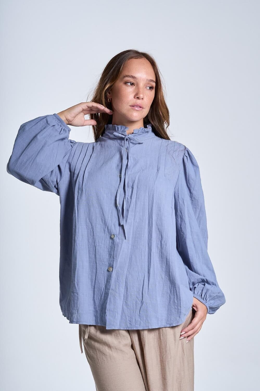 Camisa Tanna celeste talle unico