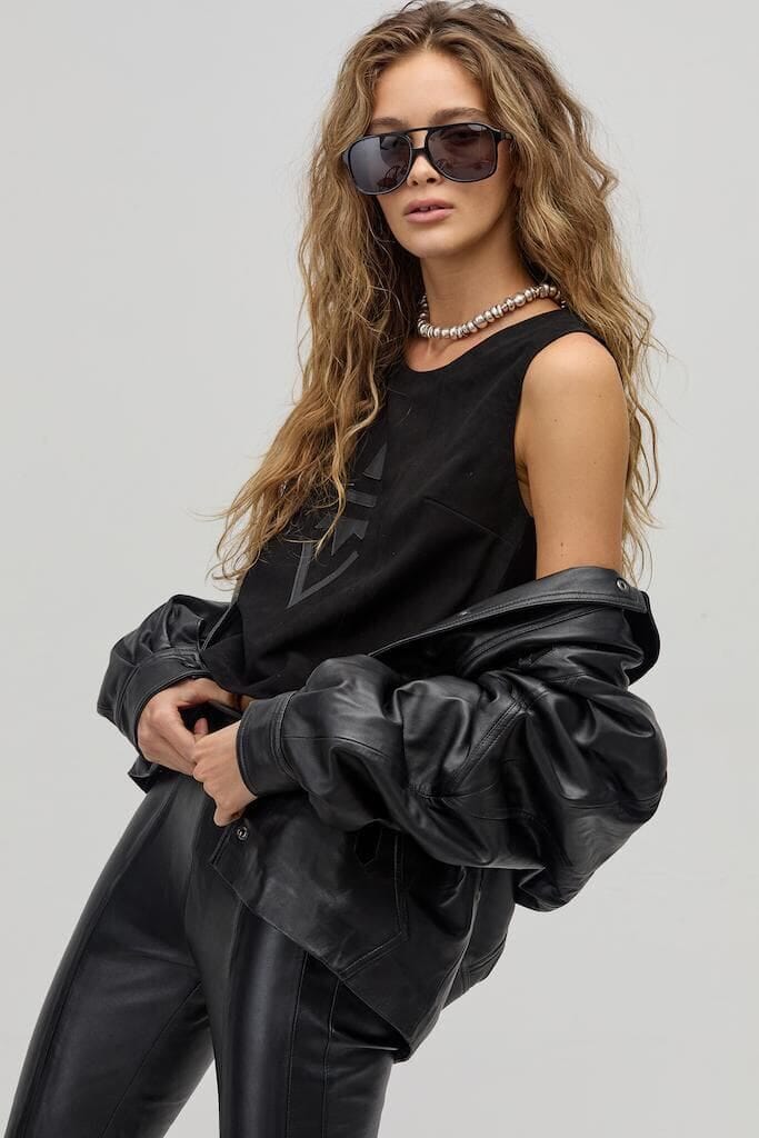 Chaqueta Ina en Cuero de Oveja - Negro negro m