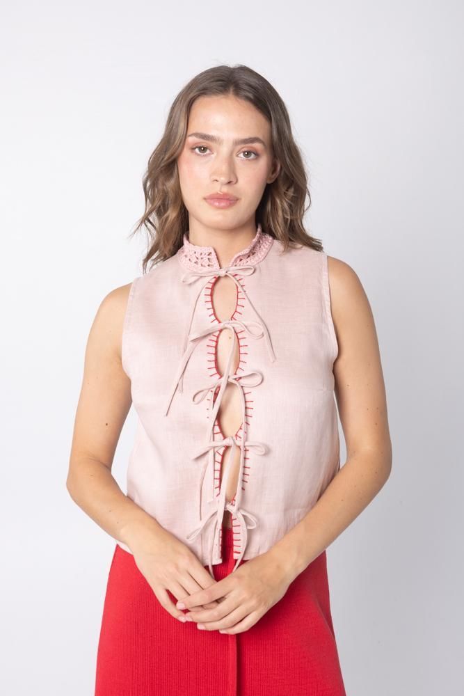 Top Multi Linen rosado s