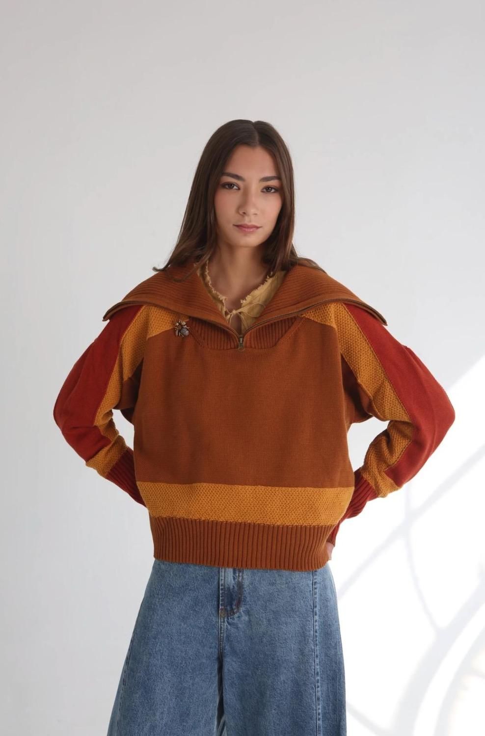 Buzo ZIP terracota m