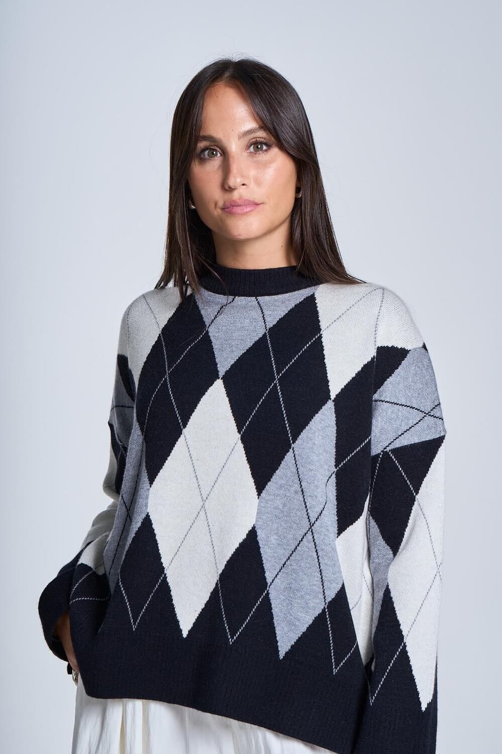 Sweater Rombos classic negro talle unico