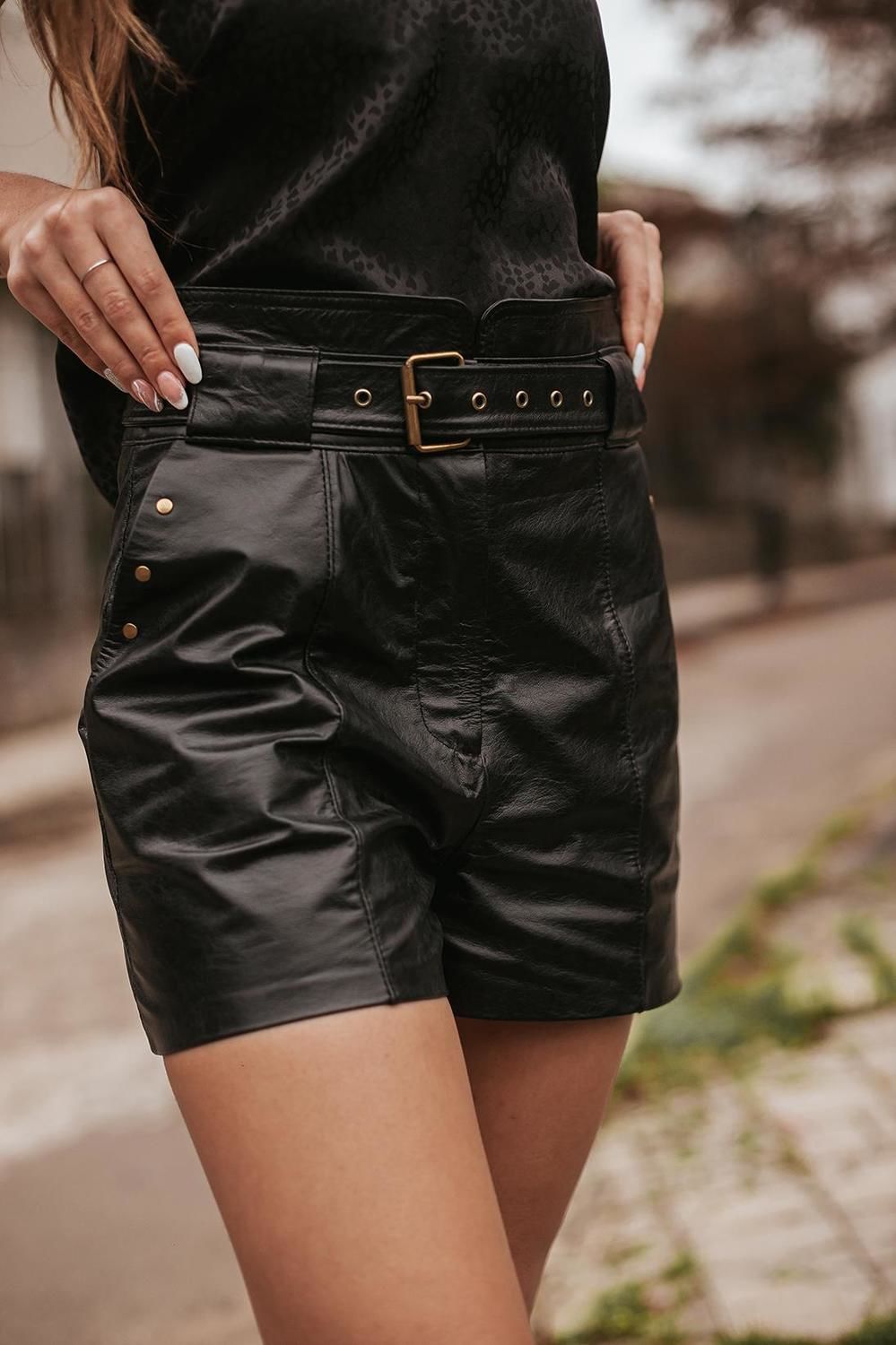 Leather Short negro xs