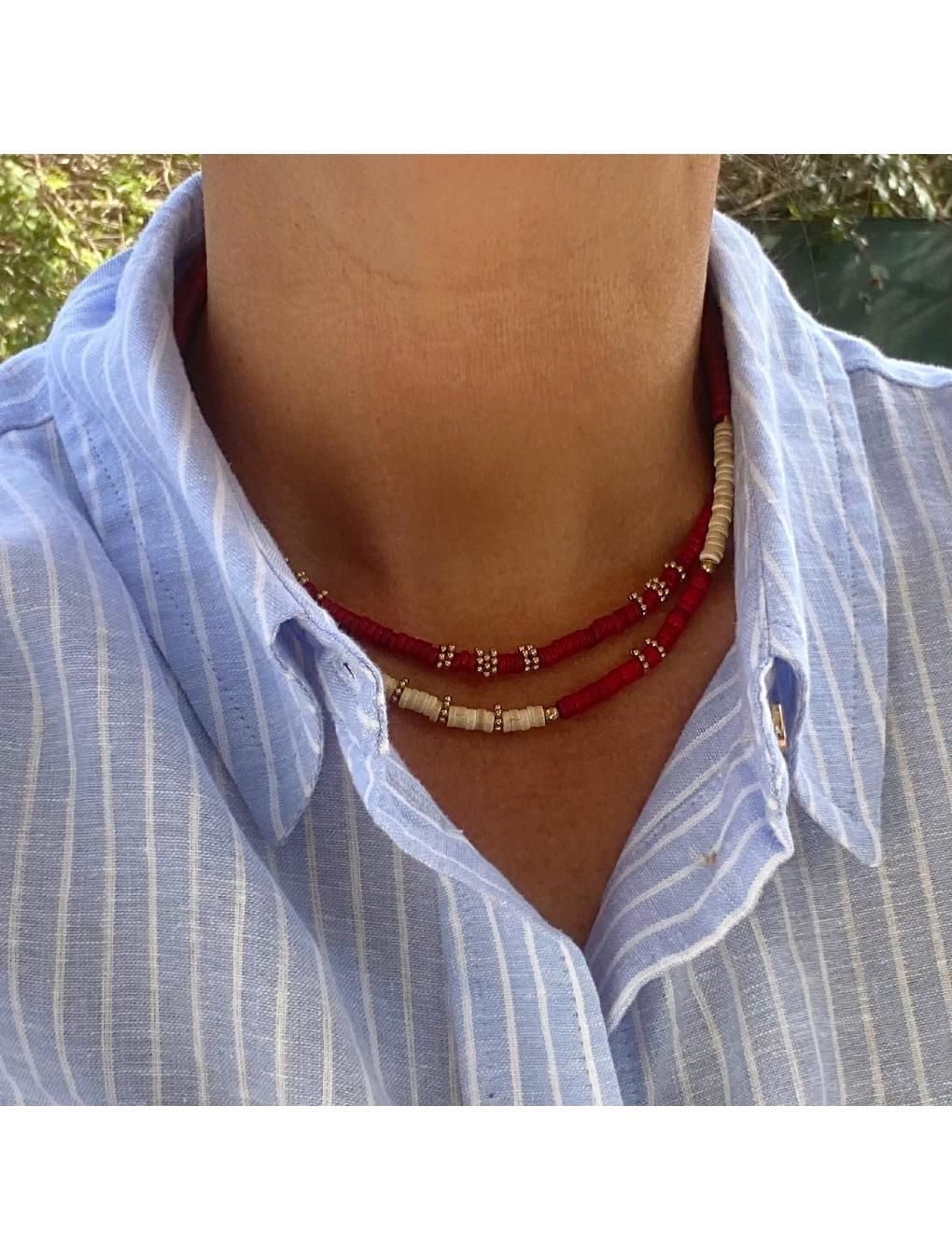 Collar WINE en acero y piedras sintéticas rojo n/a