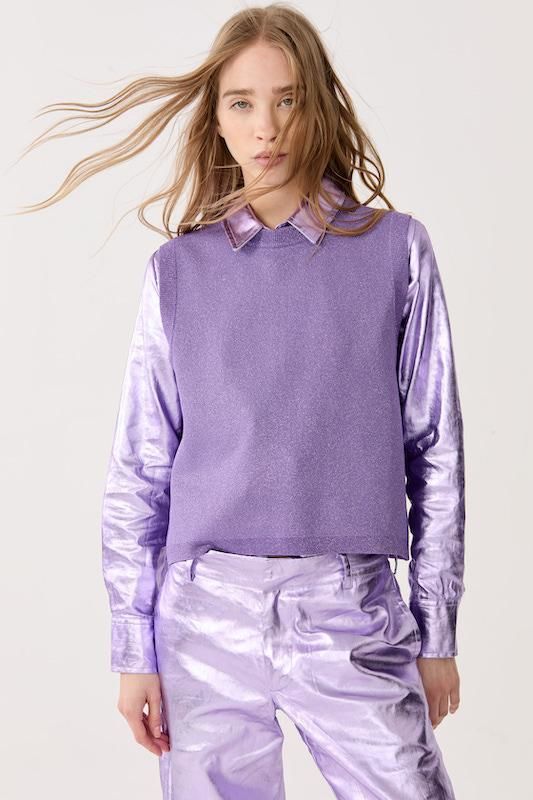 Top de punto glitter - Violeta violeta l/xl