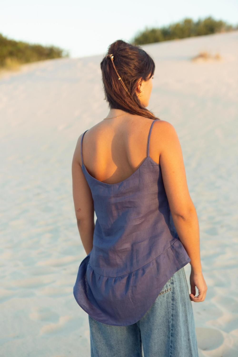 Top Peplum azul piedra s