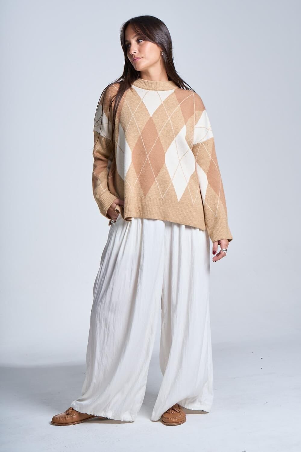 Sweater Rombos classic beige talle unico