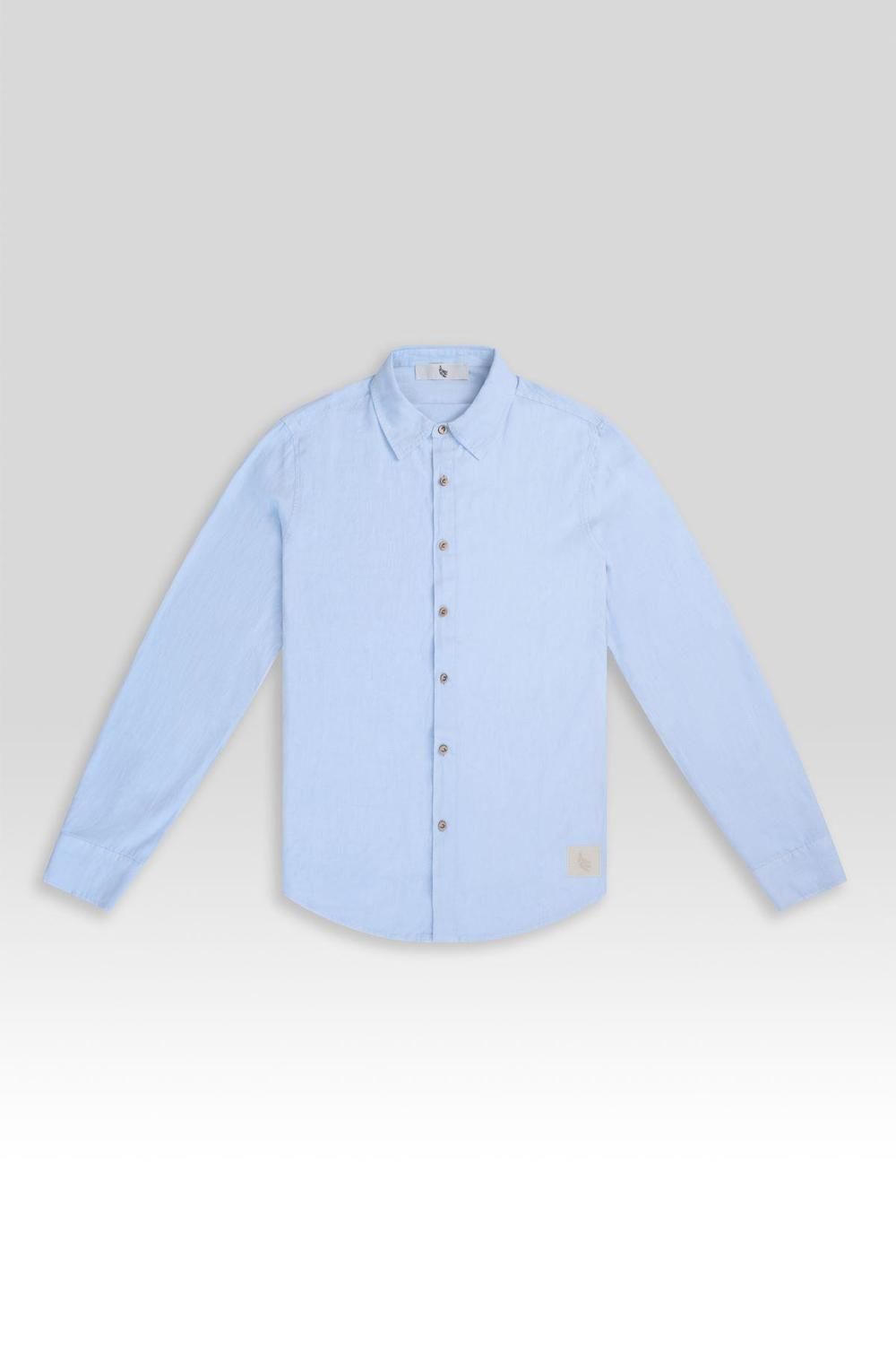 LONG SLEEVE LINEN SHIRT celeste m