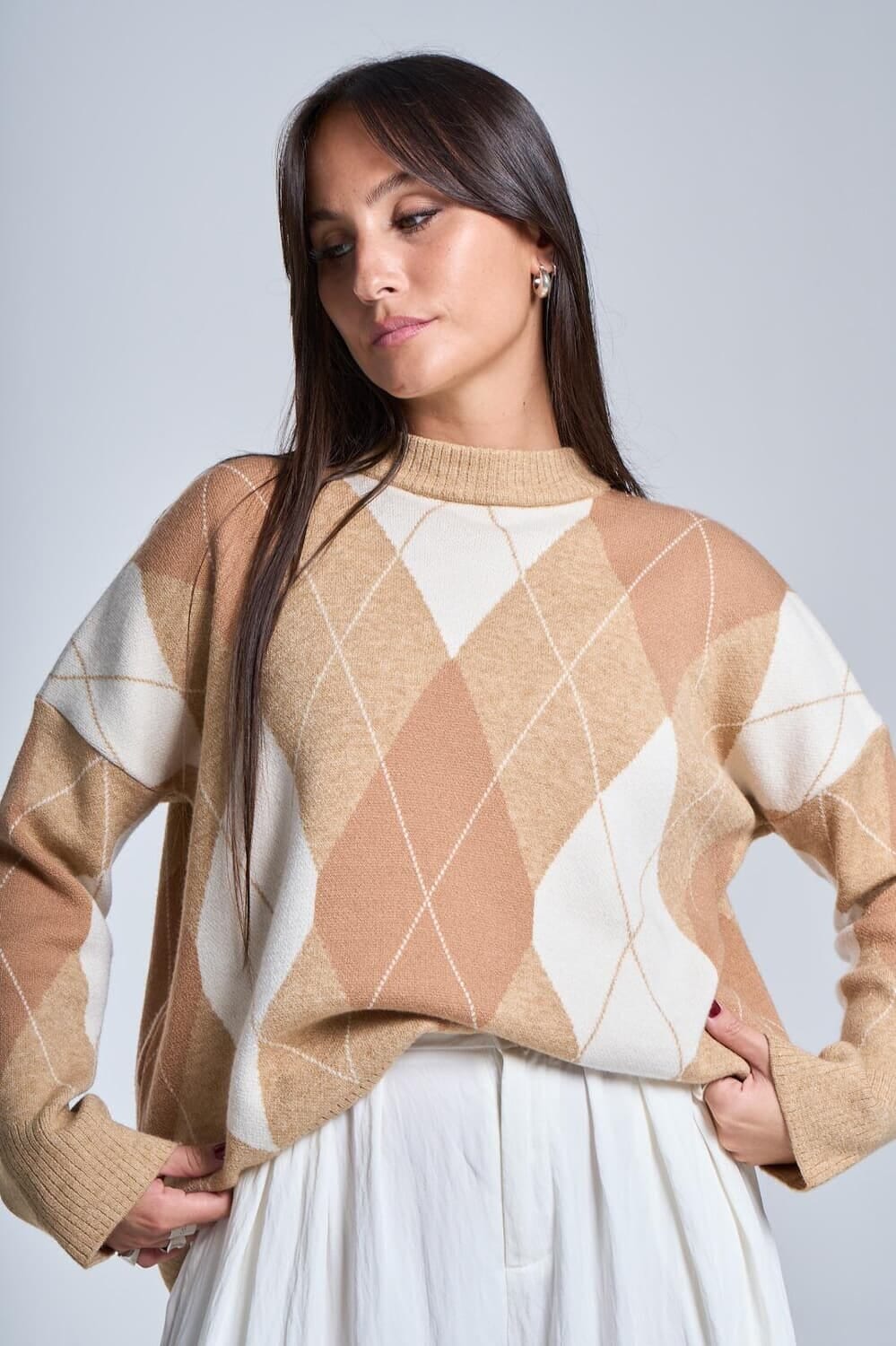 Sweater Rombos classic beige talle unico
