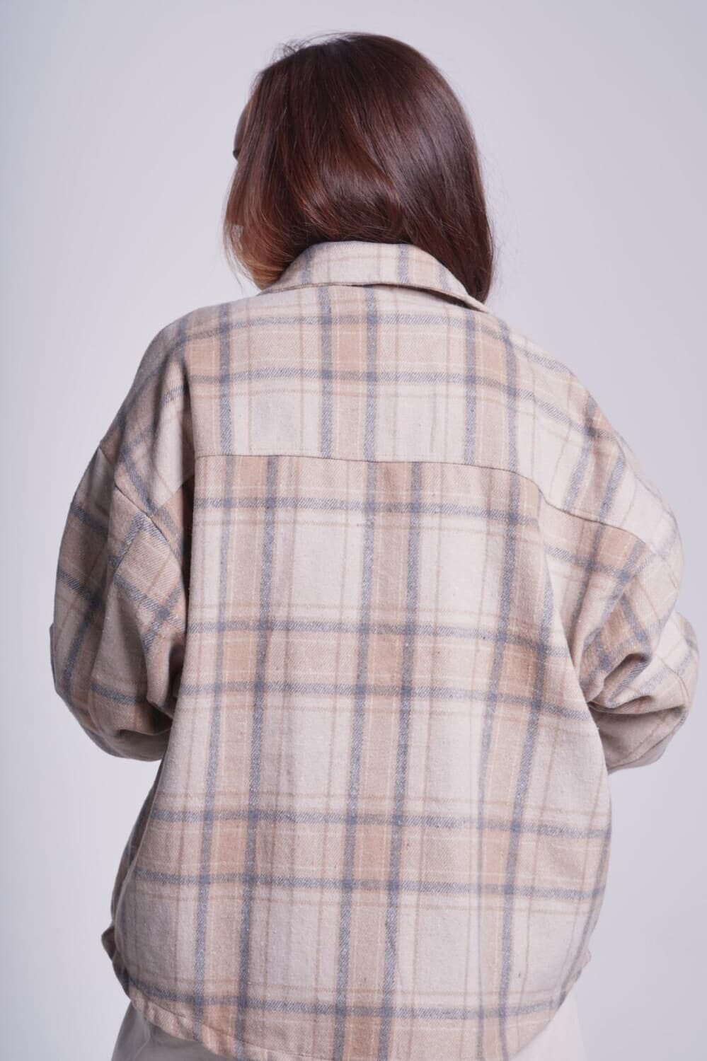 Sobrecamisa Tartan beige talle unico