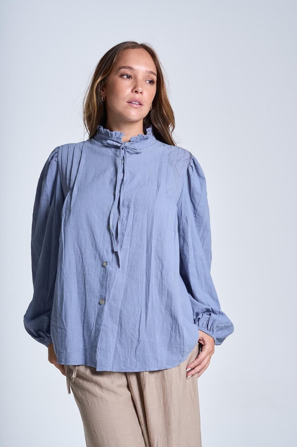 Camisa Tanna celeste talle unico