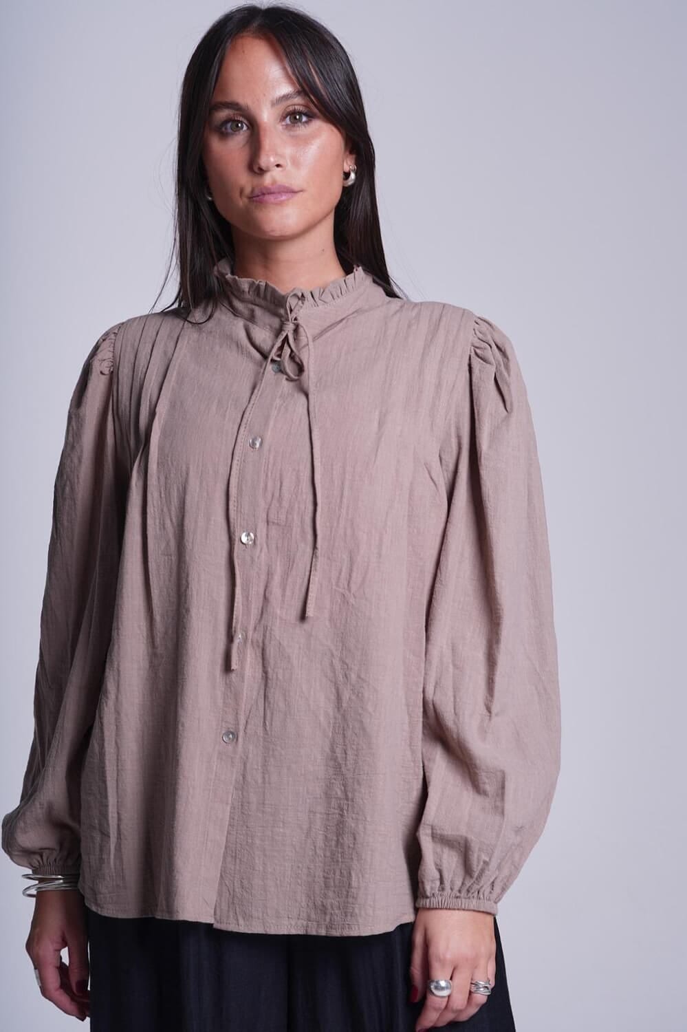 Camisa Tanna vison talle unico