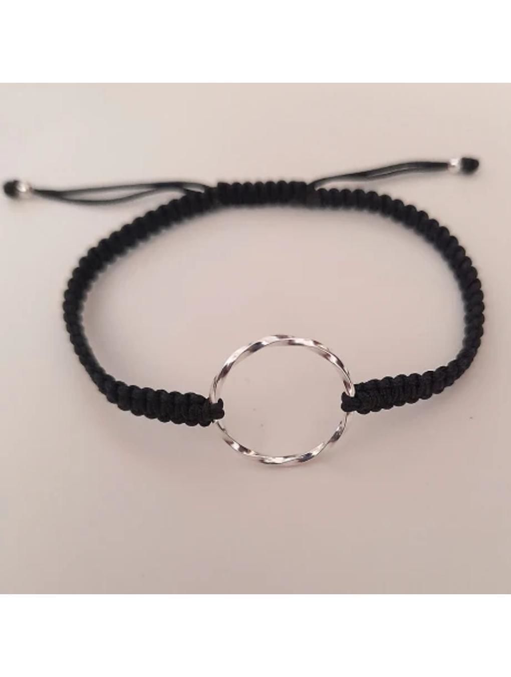 Pulsera BOLTON en macramé y plata 925 negro n/a