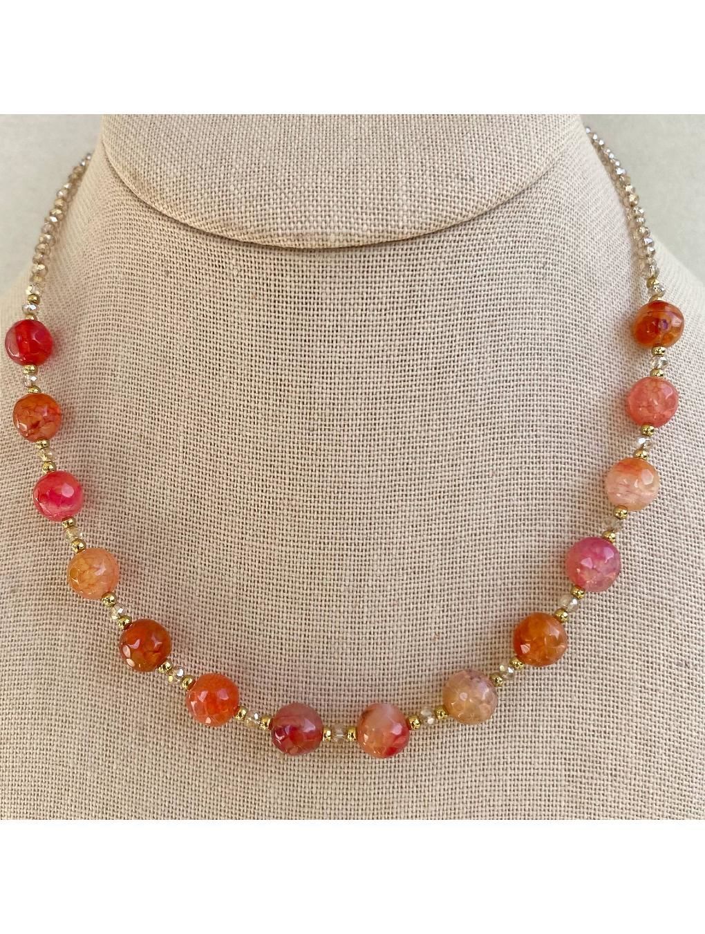 Collar POMELO en acero, cristal y piedras naturales rosado n/a