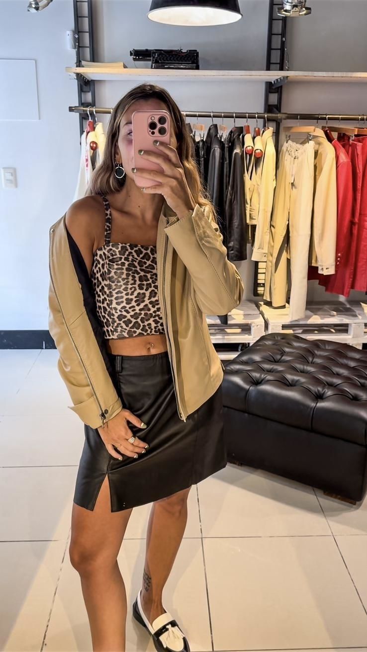 Chaqueta Cuero Canela