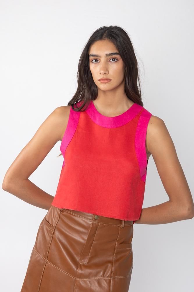 Top Acaia Linen rojo s