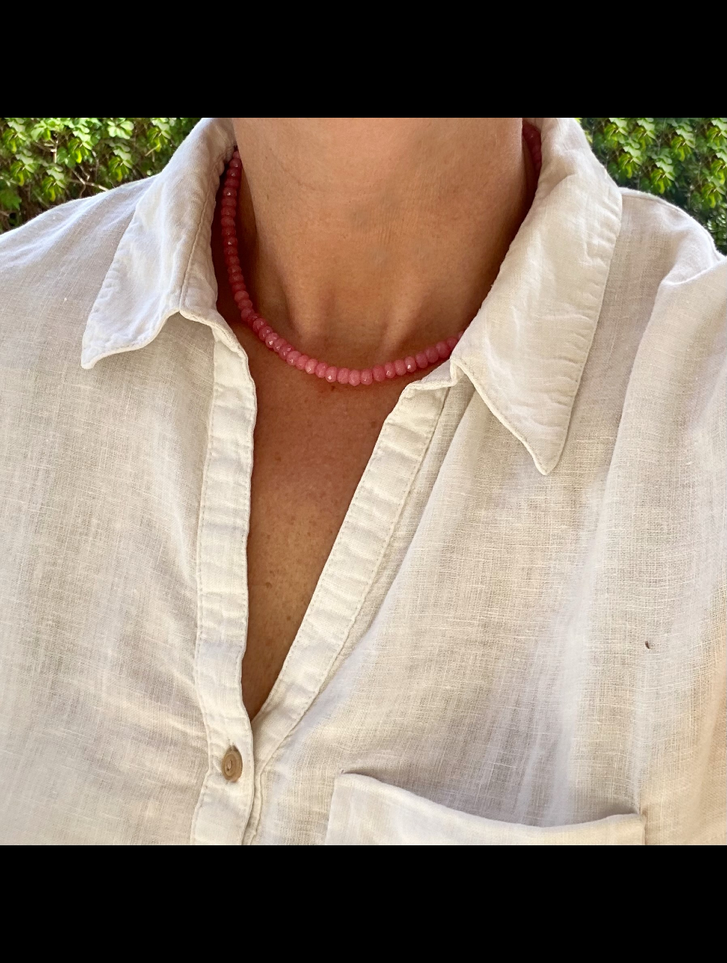 Collar FRESA en piedras naturales rosado chicle n/a