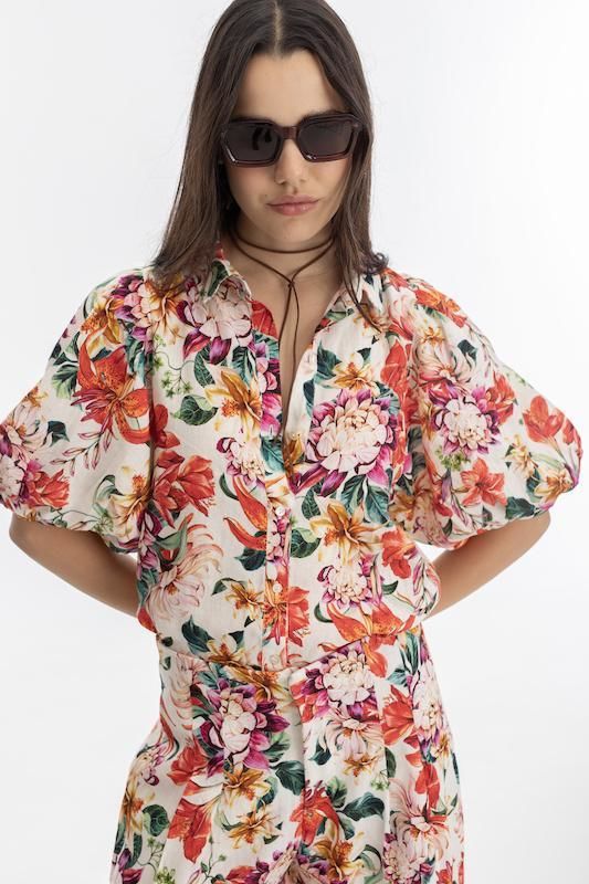 Camisa Angel en Lino - Full Bloom rojo xl