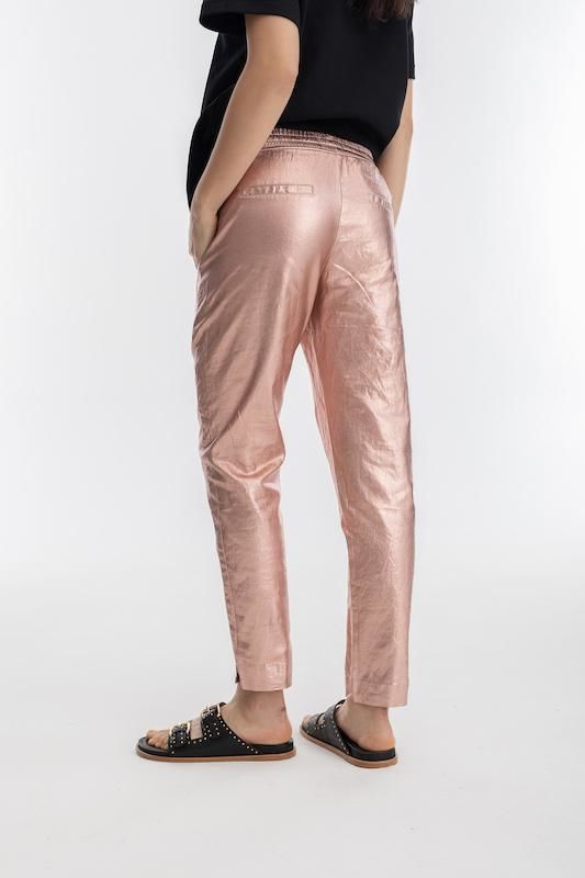 Pantalon Lotus en Lino Metalizado - Nude nude xl