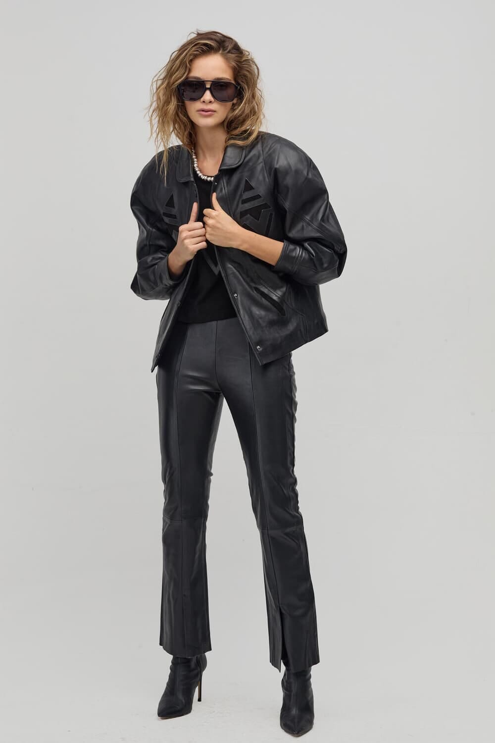 Chaqueta Ina en Cuero de Oveja - Negro negro m