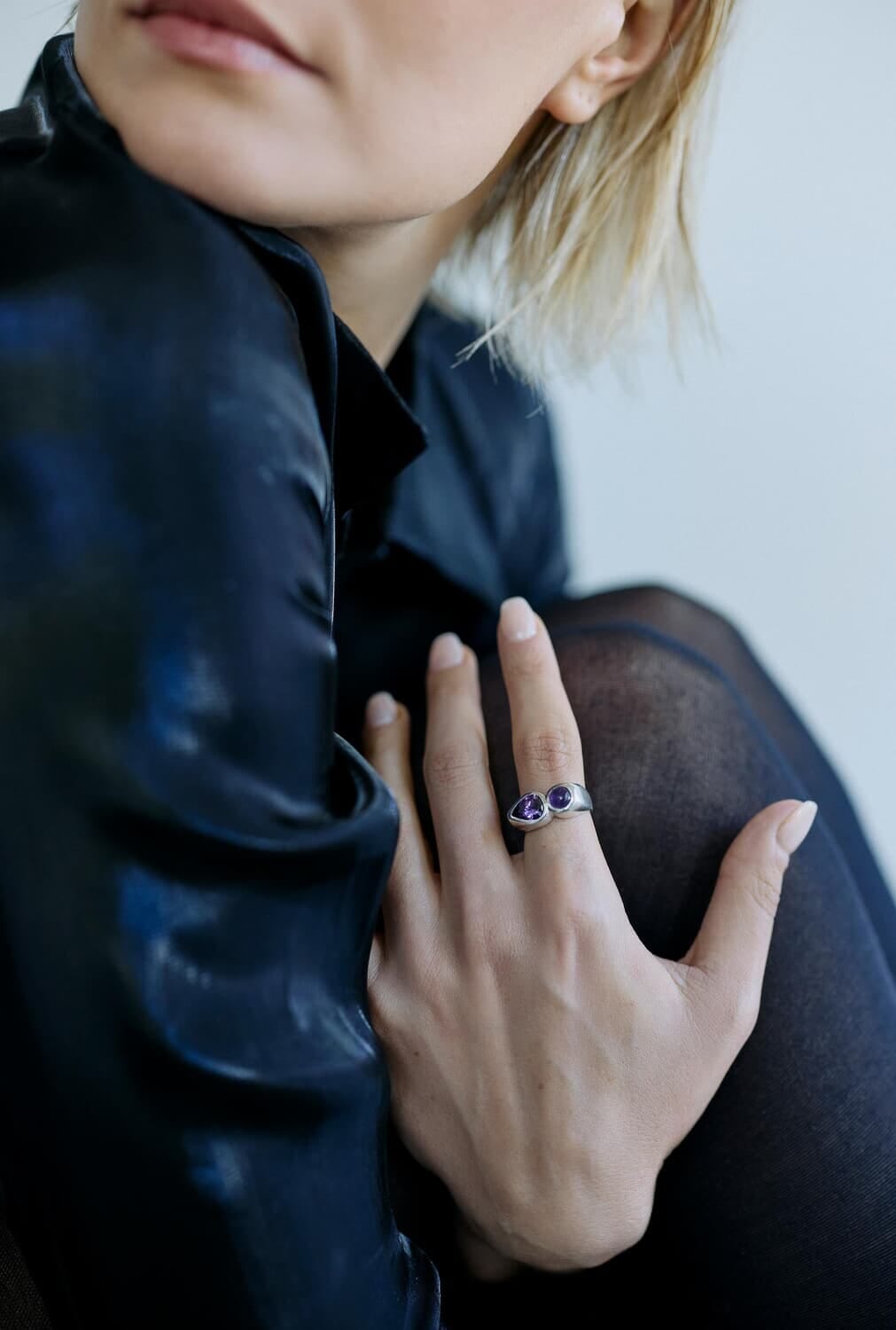 Anillo Híbrido Amatista violeta talle unico