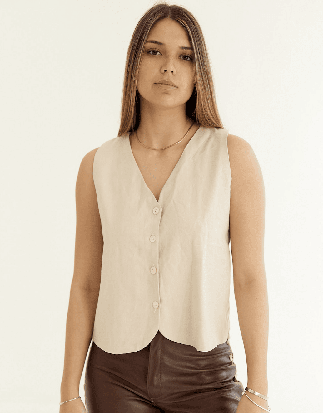 CHALECO AZU beige l