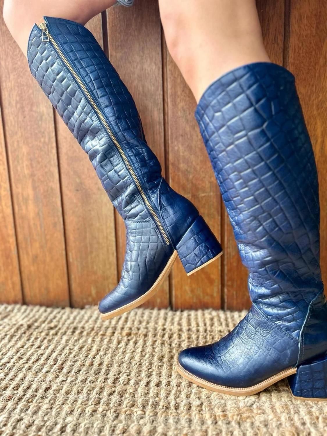 High Heel Boots Crocco azul 40