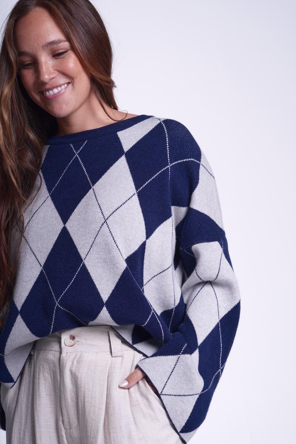 Sweater Rombos azul talle unico