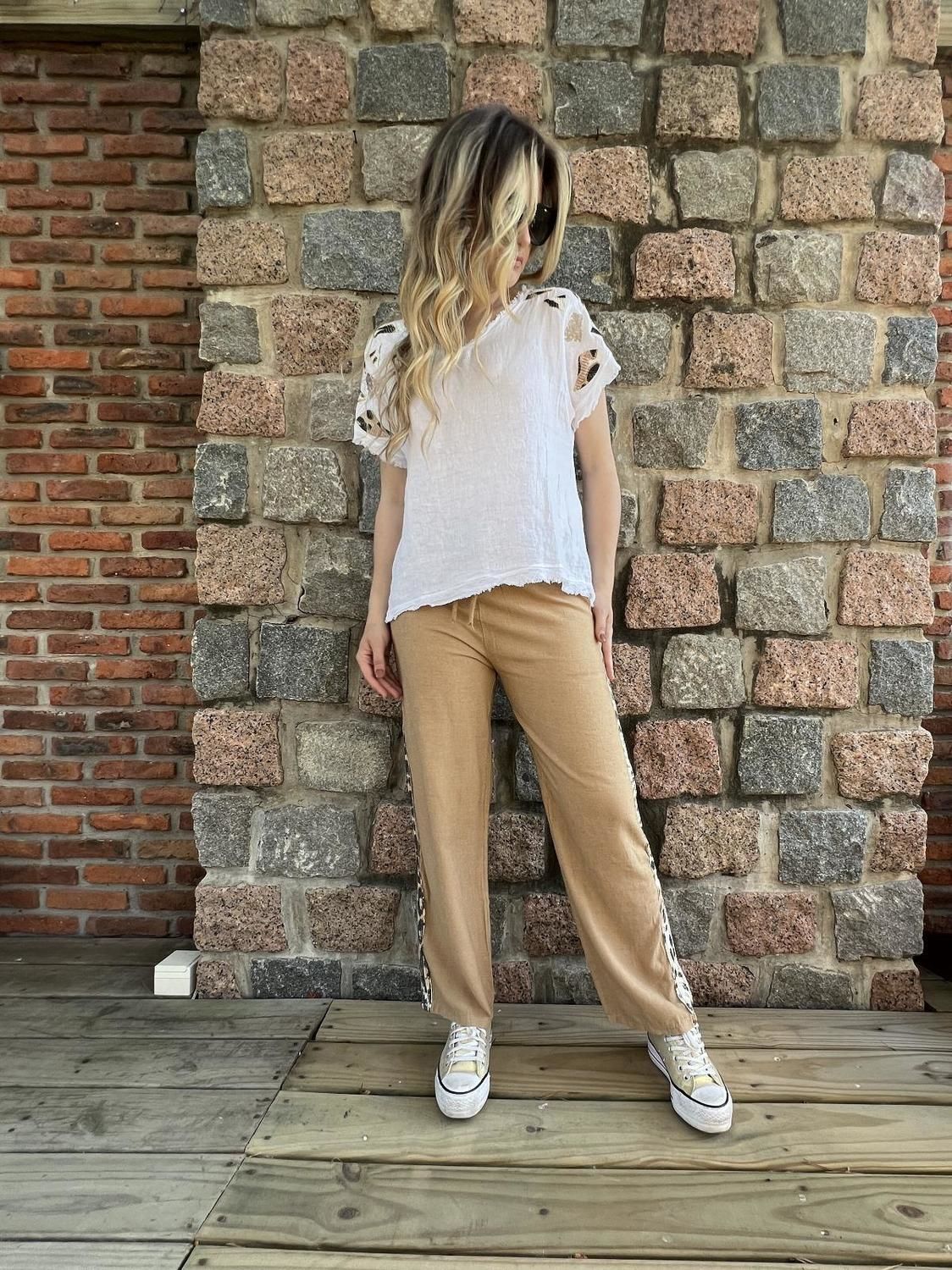 Pants Franja Animal Beige beige talle unico