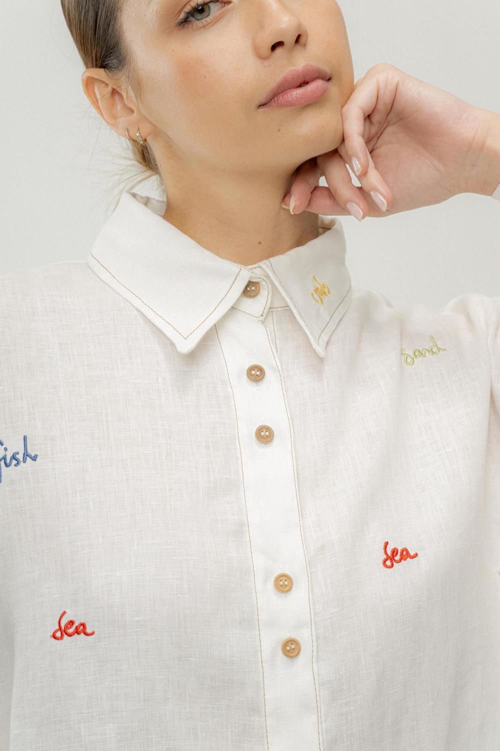 Camisa Onda Words blanco talle unico