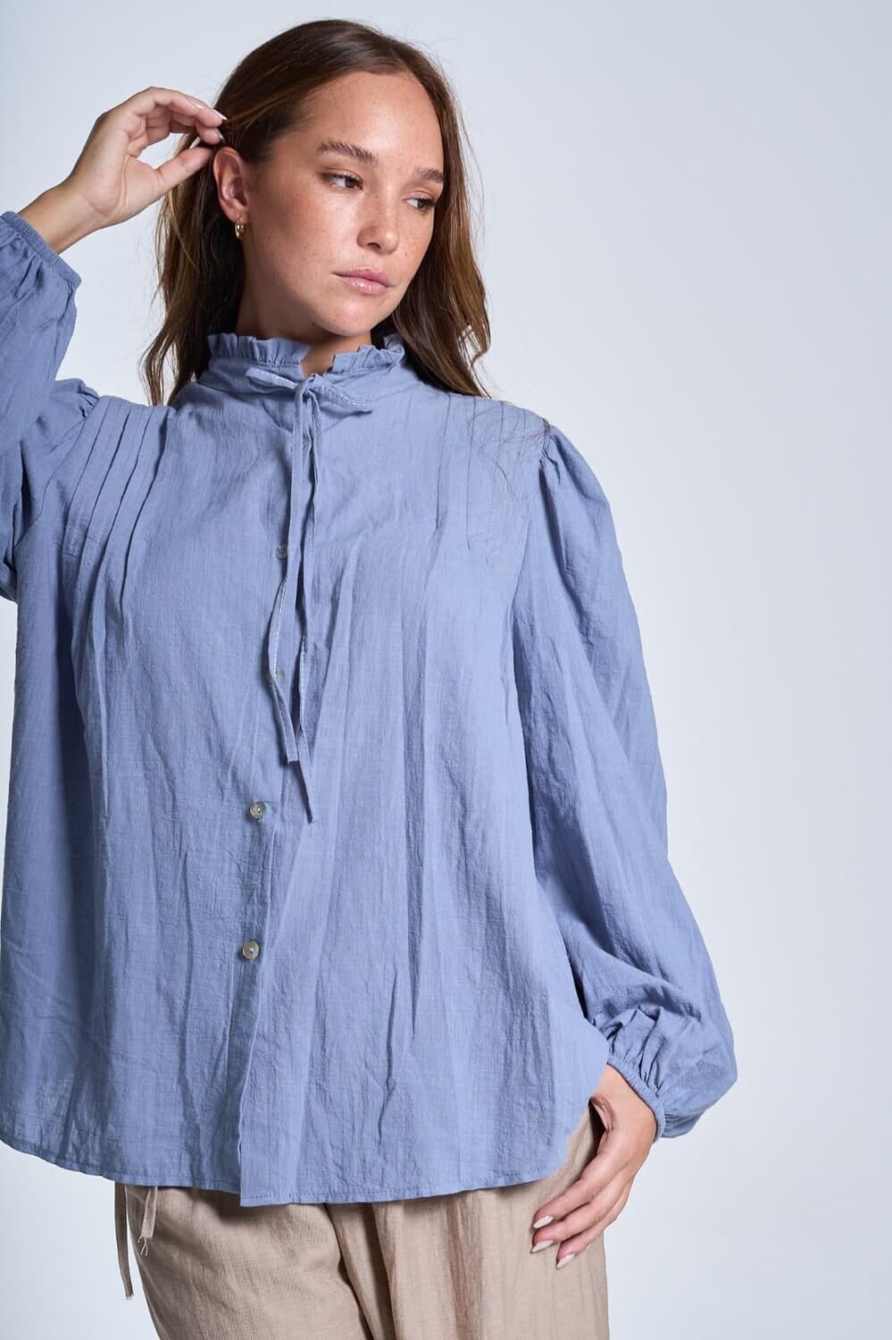 Camisa Tanna celeste talle unico