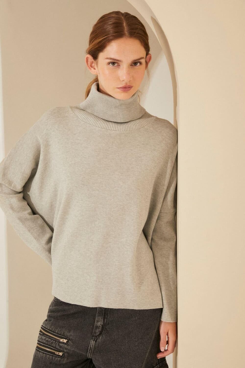 Polera Oliver gris melange talle unico