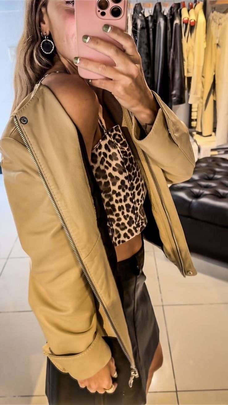 Chaqueta Cuero Canela