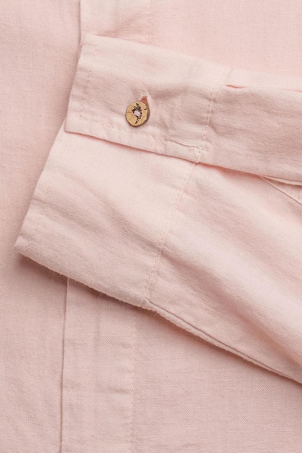 LONG SLEEVE LINEN SHIRT rosado l