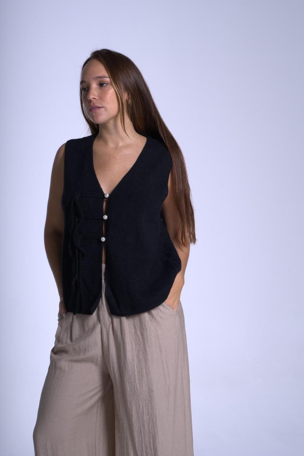 Chaleco Hillary negro talle unico