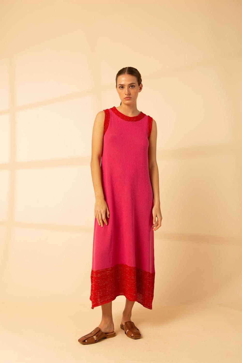 Vestido Acai Long Knit fucsia l