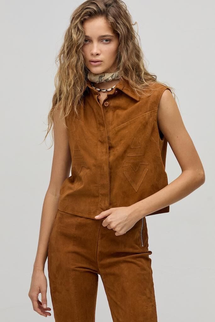 Top Inca en Cuero de Oveja - Tan camel l