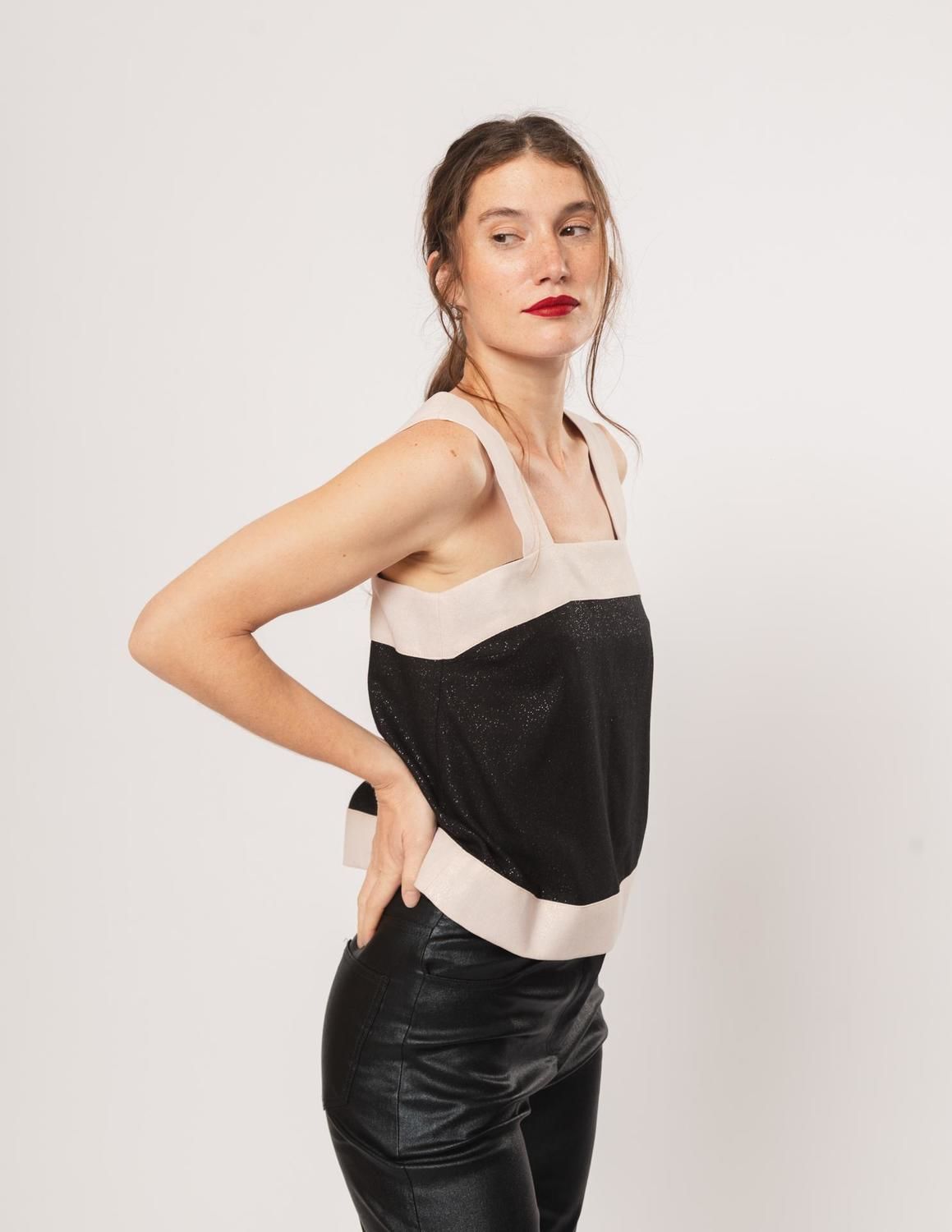 Top Jade lurex negro m