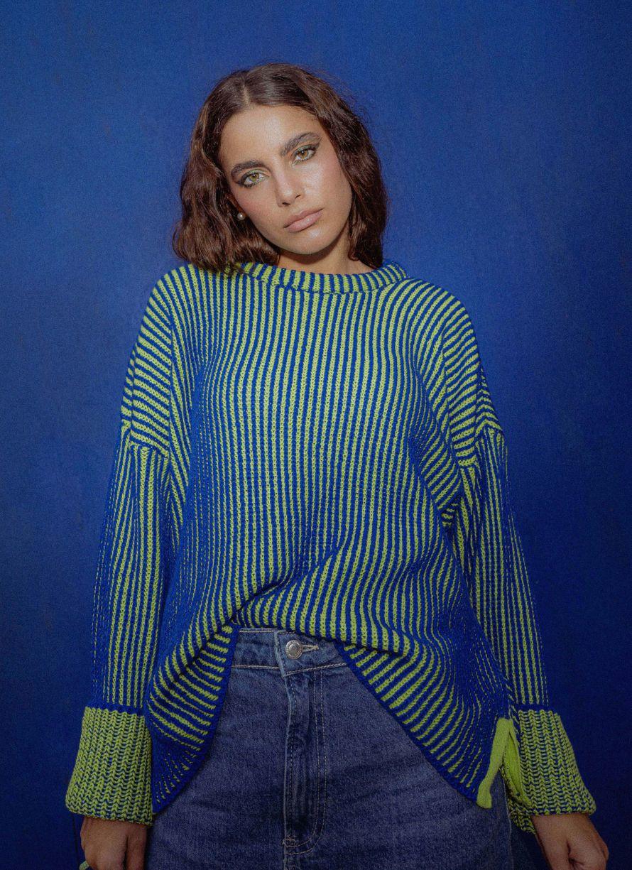 Sweater Waves by Kou Azul Talle único