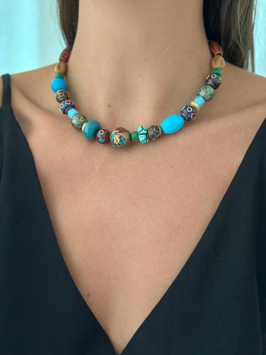 Collar Inca azul talle unico