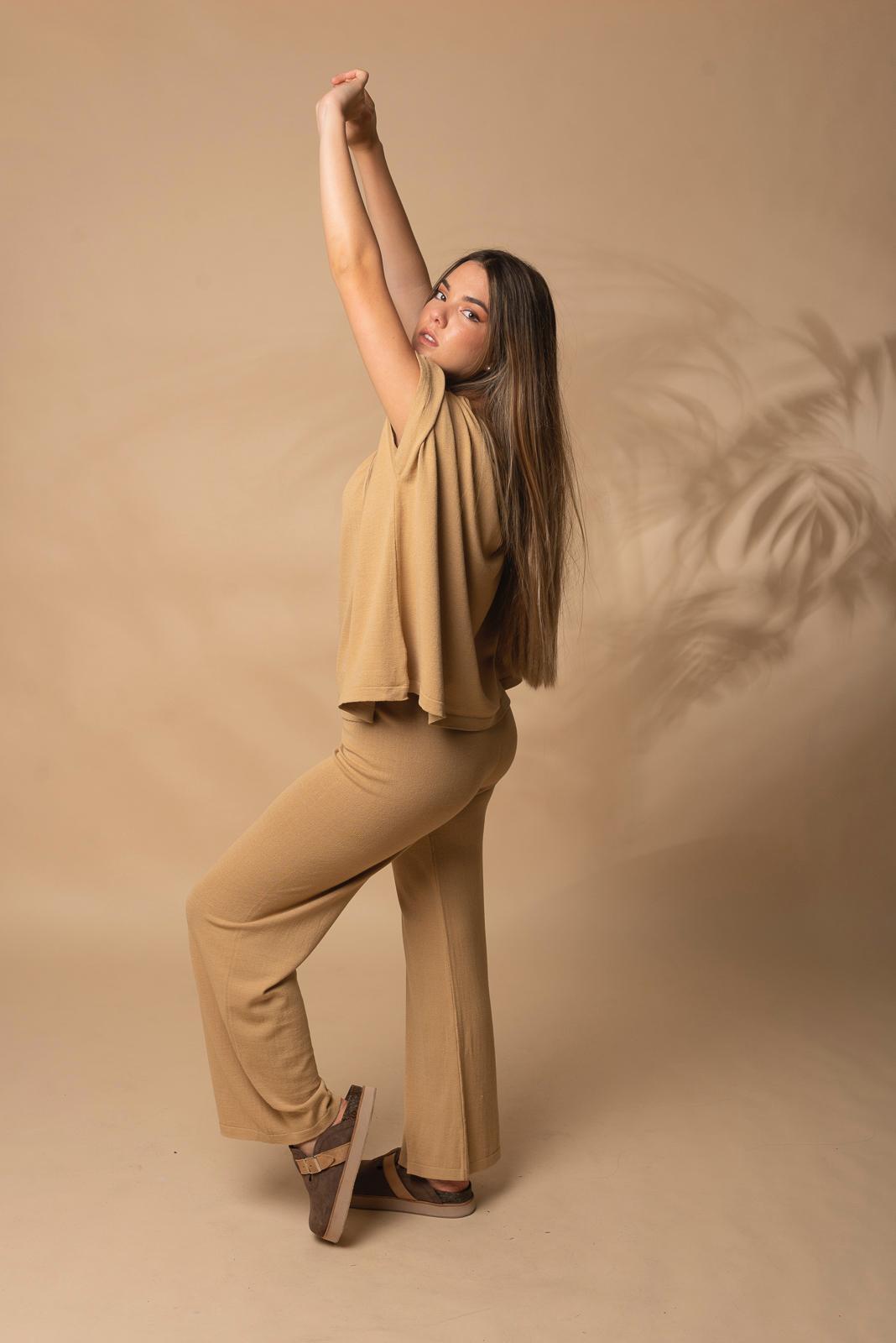 PANTALON TURIN camel talle unico